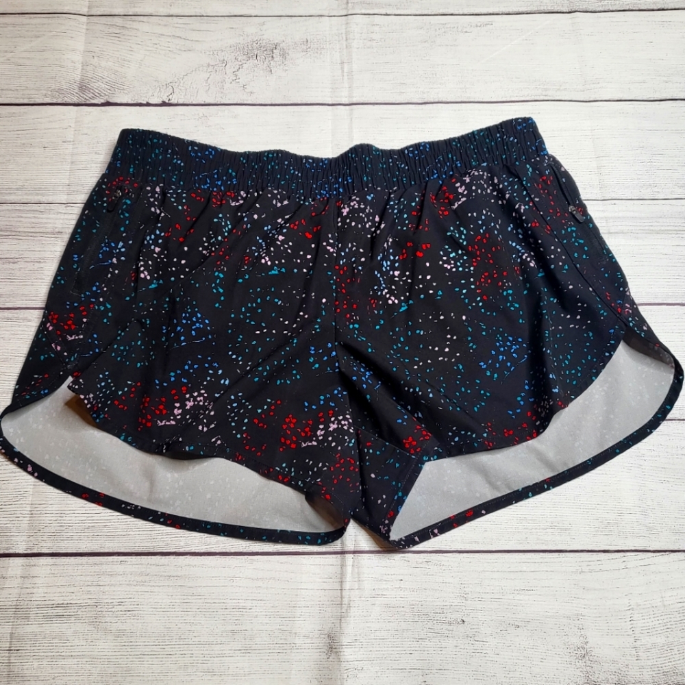 Avia Black and Colorful Spotted Athletic Shorts Size XL